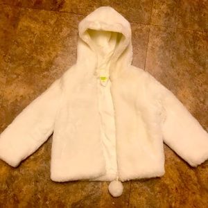 Toddle white fur hoodie coat